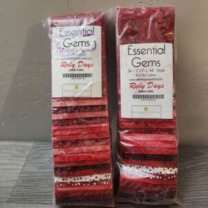Wilmington Prints Essential Gems Ruby Days 2.5 Inch Fabric Strips Crafts (2 pack